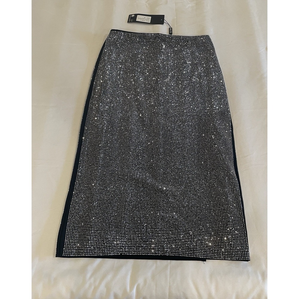 Galita Stretch Pencil Skirt Black Sparkle Rhinestones Womens Size Medium NEW - Picture 7 of 7